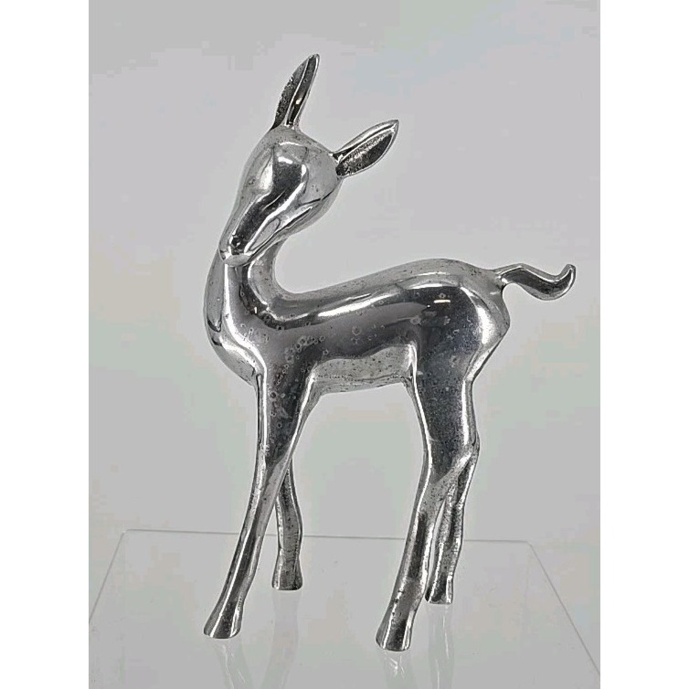 Reindeer statue‎ approx. 10.25" metal aluminum deer modern holiday art decor